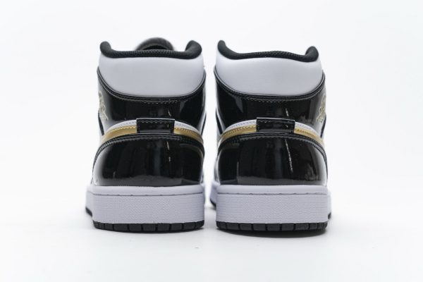 1AB5561173E11 StreetGxd Air Jordan 1 Mid Patent Black White Gold 852542-007