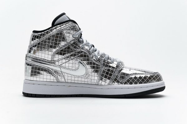 1AB55FF0A0718 StreetGxd Air Jordan 1 Mid SE Disco Metallic Silver (W) CU9304-001