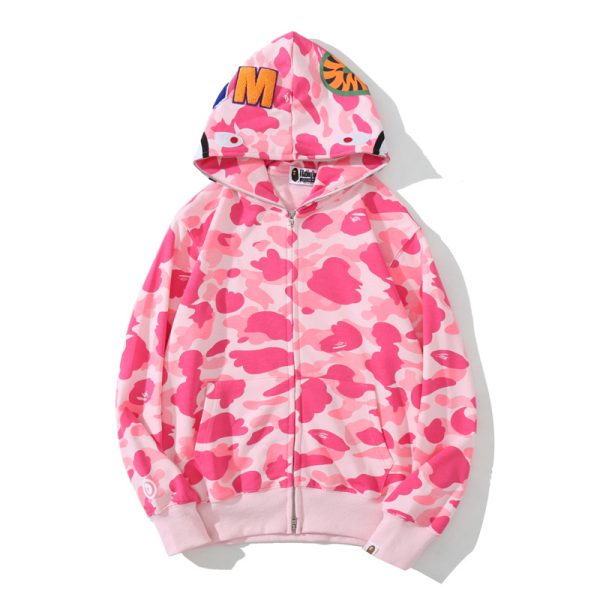 BAPE Color Camo Shark Zip Hoodie Pink