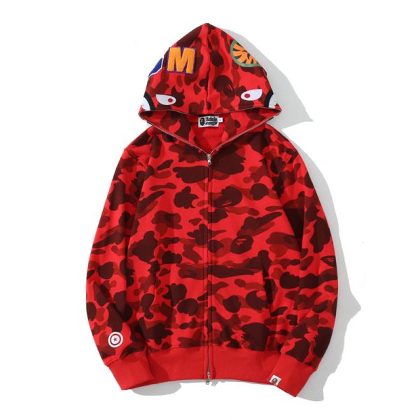 BAPE Color Camo Shark Zip Hoodie Red 4580793322511