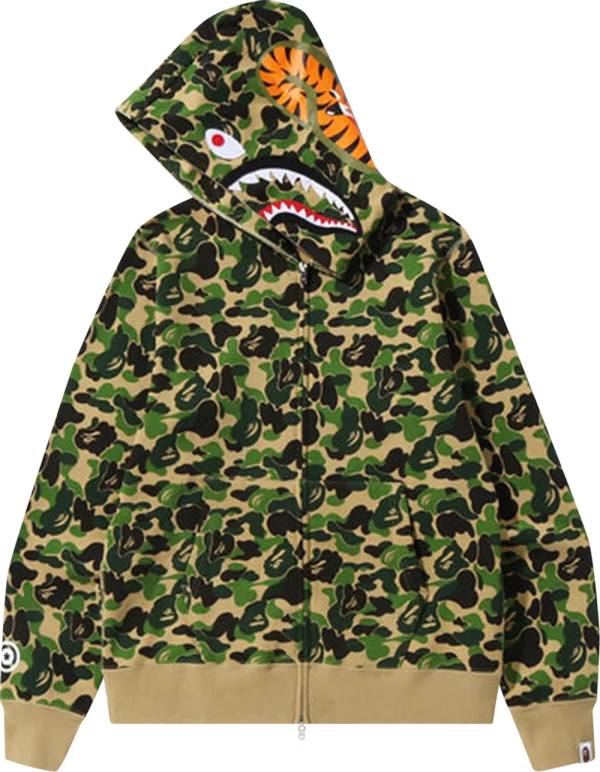 BAPE ABC Camo Shark Zip Hoodie Green