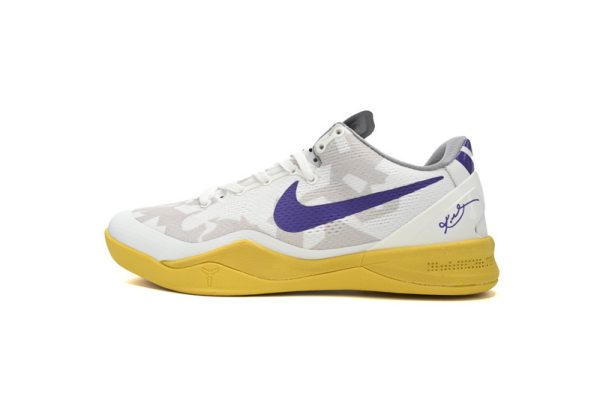 Nike Kobe 8 Low White/Purple-Yellow 555035-101 Nike Kobe 8 Low White/Purple-Yellow 555035-101