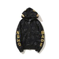 BAPE x NBHD Skull Black And Gold Hoodie BAPE x NBHD Skull Black And Gold Hoodie