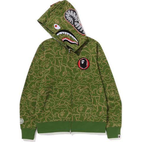 BAPE 30th Anniversary Line Camo Shark Full Zip Hoodie Green BAPE 30th Anniversary Line Camo Shark Full Zip Hoodie Green