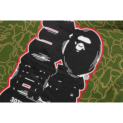 1AB596B86C013 BAPE 30th Anniversary Line Camo Shark Full Zip Hoodie Green