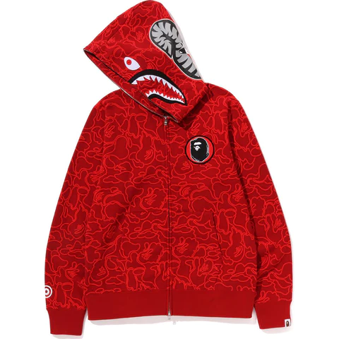 BAPE 30th Anniversary Line Camo Shark Full Zip Hoodie Red BAPE 30th Anniversary Line Camo Shark Full Zip Hoodie Red