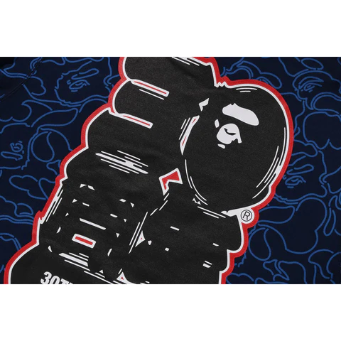 1AB596FF9221A BAPE 30th Anniversary Line Camo Shark Full Zip Hoodie Navy