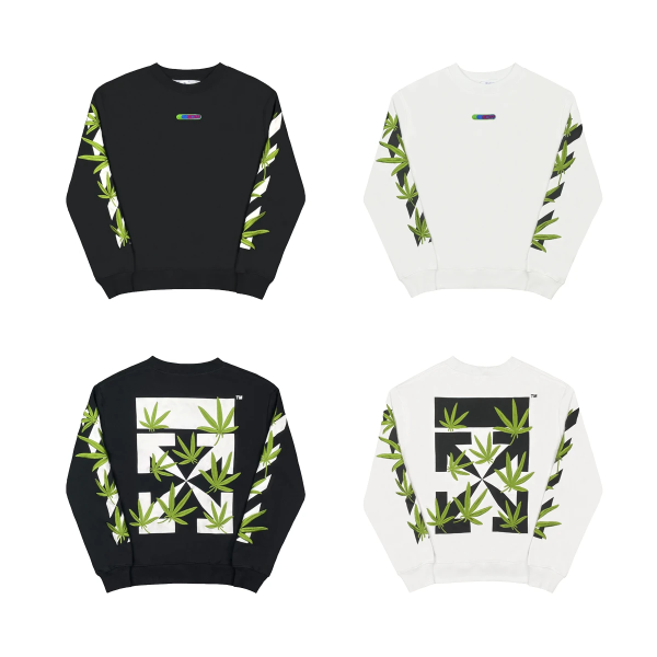OFF WHITE Embroidered crew neck sweatshirt black and white Hoodie