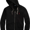 Polo Ralph Lauren Men's Double Knit Full-Zip Hoodie Sweatshirt Black and red