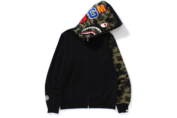 BAPE Shark Full Zip Hoodie Camo Sleeve Black BAPE Shark Full Zip Hoodie Camo Sleeve Black