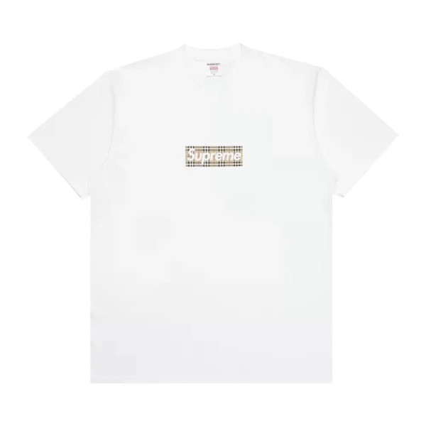 Supreme Burberry Box Logo Tee White Supreme Burberry Box Logo Tee White