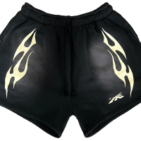Hellstar Sports Flame Shorts Black
