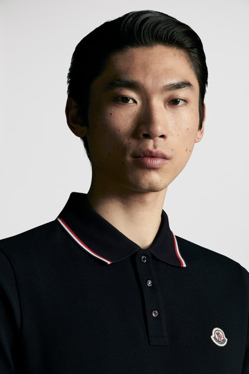 MONCLER COLLECTION Logo Patch Polo Shirt male Black