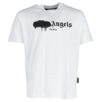 PALM ANGELS Palm Angels Paris Sprayed Logo T-Shirt In White Cotton