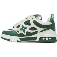 PK God Batch LOUIS VUITTON Leather lace up Fashionable Board Shoes White Green 1AC520 PK God Batch LOUIS VUITTON Leather lace up Fashionable Board Shoes White Green 1AC520