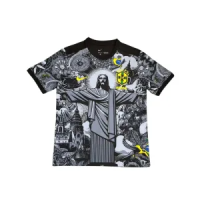 2024 Brazil Special Edition Jesus Black Gray Soccer Jersey T-Shirt YZ480624