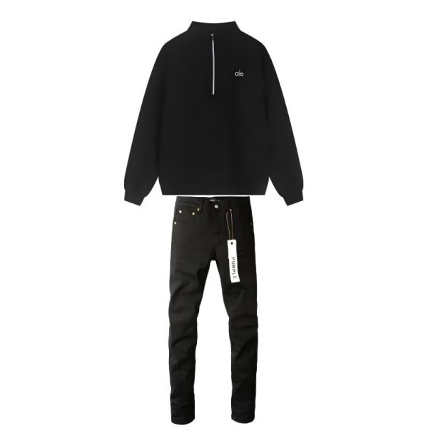 Alo Yoga Accolade 1/4 Zip Pullover Black + Purple Brand Fashion Men Jeans 4 Alo Yoga Accolade 1/4 Zip Pullover Black + Purple Brand Fashion Men Jeans 4