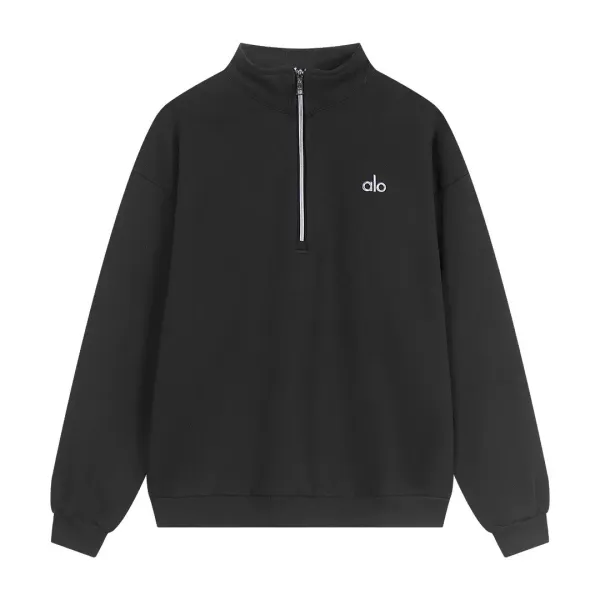 Alo Yoga Accolade 1/4 Zip Pullover Black Grey Alo Yoga Accolade 1/4 Zip Pullover Black Grey