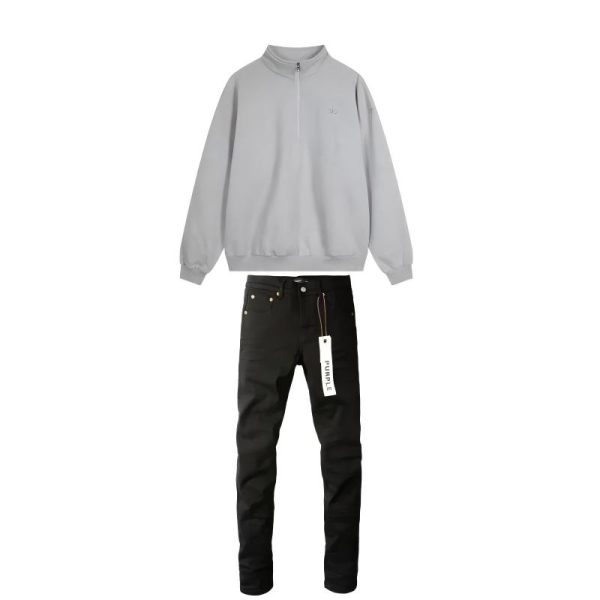 Alo Yoga Accolade 1/4 Zip Pullover Grey + Purple Brand Fashion Men Jeans 4 Alo Yoga Accolade 1/4 Zip Pullover Grey + Purple Brand Fashion Men Jeans 4