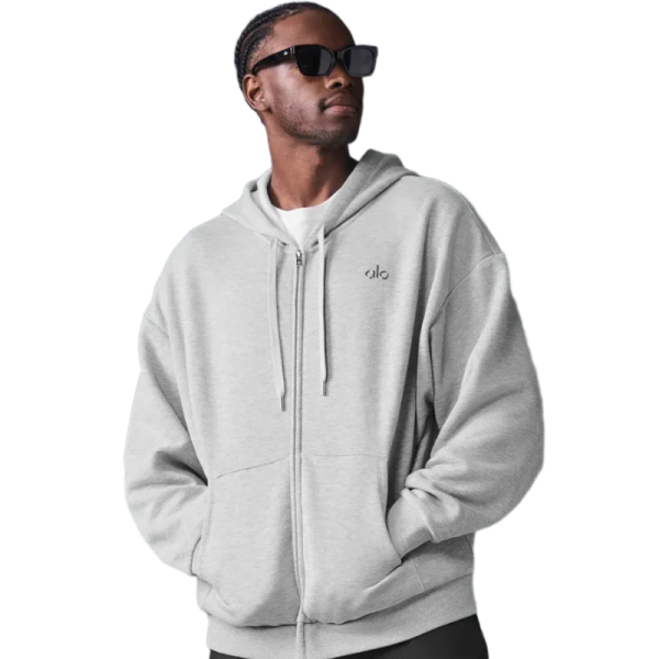 Alo Yoga Accolade Accolade Full Zip Hoodie Grey Alo Yoga Accolade Accolade Full Zip Hoodie Grey