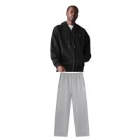 Alo Yoga Accolade Full Zip Hoodie Blcak + Alo Yoga Sports Pants Grey