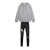 Alo Yoga Accolade Hoodie Grey + Amiri Jeans PK 8815