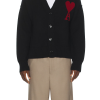 ami_paris__monogram_wool_cardigan_black_red_1B788578C1D1D AMI Paris Monogram Wool Cardigan Black Red