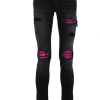 amiri_distressed_mx1_slim_fit_cracked_jean_black_and_pink_1B532B39E4E1E Amiri Distressed MX1 Slim Fit Cracked Jean Black and Pink