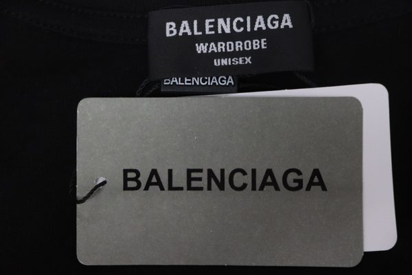 Balenciaga 25ss gradient letter embroidery short sleeve black