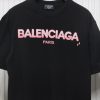 Balenciaga 25ss gradient letter embroidery short sleeve black