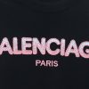 Balenciaga 25ss gradient letter embroidery short sleeve black
