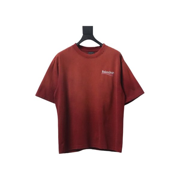balenciaga_25ss_washed_cola_embroidery_fried_color_hole_short_sleeved_t_shirt_red_1C493F2D3BA11 Balenciaga 25ss washed cola embroidery fried color hole short-sleeved T-shirt red