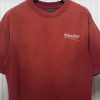 balenciaga_25ss_washed_cola_embroidery_fried_color_hole_short_sleeved_t_shirt_red_1C493F2DB9814 Balenciaga 25ss washed cola embroidery fried color hole short-sleeved T-shirt red