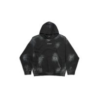 Balenciaga Back Fit Medium en molleton sec peint noir délavé et blanc Hoodie Balenciaga Back Fit Medium en molleton sec peint noir délavé et blanc Hoodie