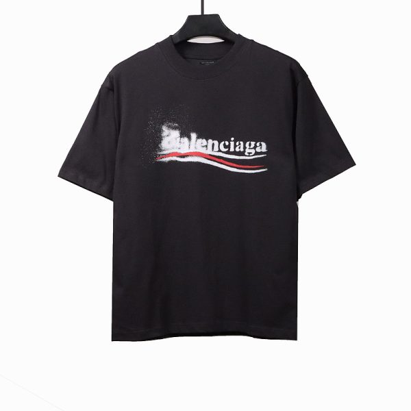 Balenciaga Blurred Coke Printed Short Sleeve Navy Balenciaga Blurred Coke Printed Short Sleeve Navy