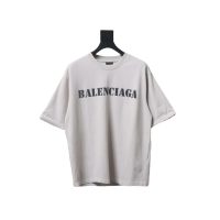 Balenciaga Blurred Inkjet Letters Short Sleeve T-shirt Light Gray Balenciaga Blurred Inkjet Letters Short Sleeve T-shirt Light Gray