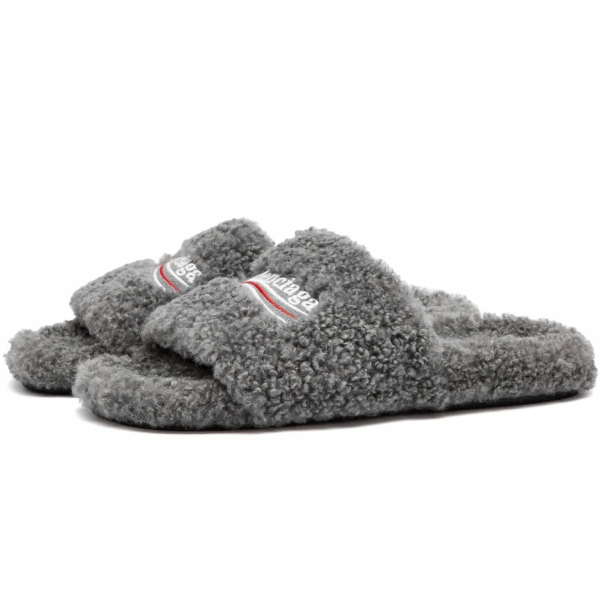 Balenciaga Furry Slide Dark Grey