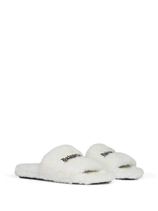 Balenciaga Furry Slides White