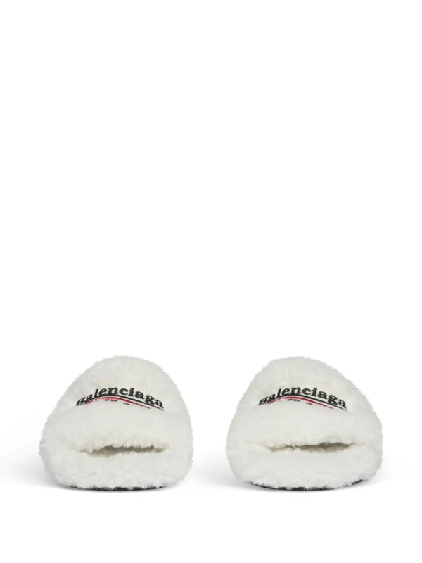 Balenciaga Furry Slides White