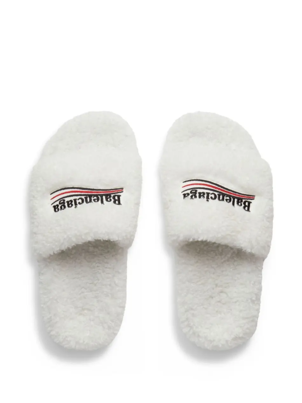 Balenciaga Furry Slides White