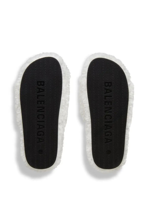 Balenciaga Furry Slides White