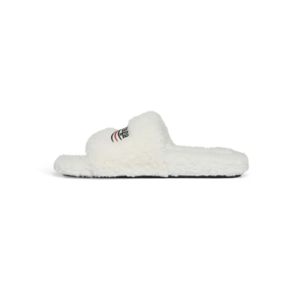 Balenciaga Furry Slides White