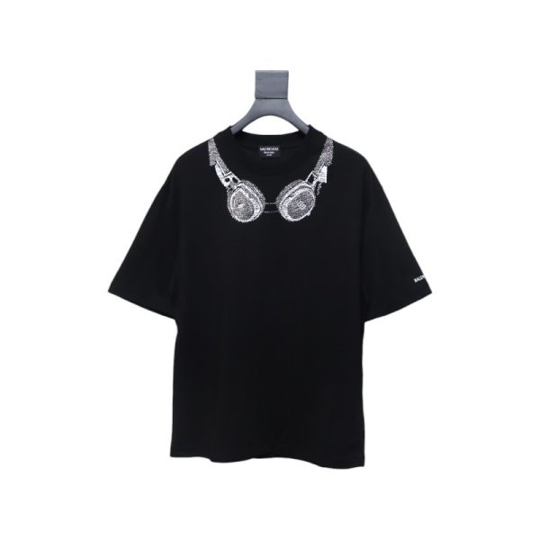 Balenciaga Hot Diamond Earphone Short Sleeve Black Balenciaga Hot Diamond Earphone Short Sleeve Black