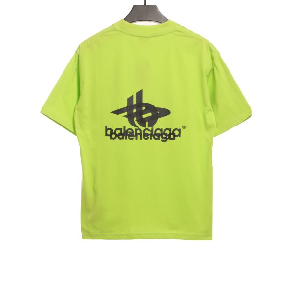 Balenciaga Overlapping LOGO Short Sleeve Green Balenciaga Overlapping LOGO Short Sleeve Green