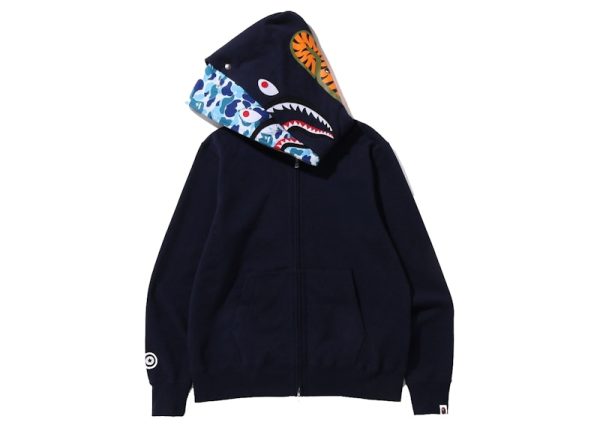 BAPE ABC Camo Shark Wide Fit Full Zip Double Hoodie Navy BAPE ABC Camo Shark Wide Fit Full Zip Double Hoodie Navy
