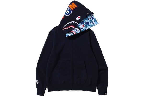 bape_abc_camo_shark_wide_fit_full_zip_double_hoodie_navy_1B50A61689D1D BAPE ABC Camo Shark Wide Fit Full Zip Double Hoodie Navy