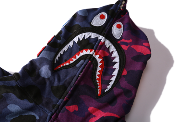 BAPE Color Camo 1/2 Shark Full Zip Hoodie Navy Camo