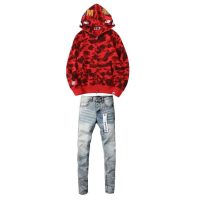 BAPE Color Camo Shark Zip Hoodie Red 4580793322511+Purple Brand Fashion Men Jeans YZ072421