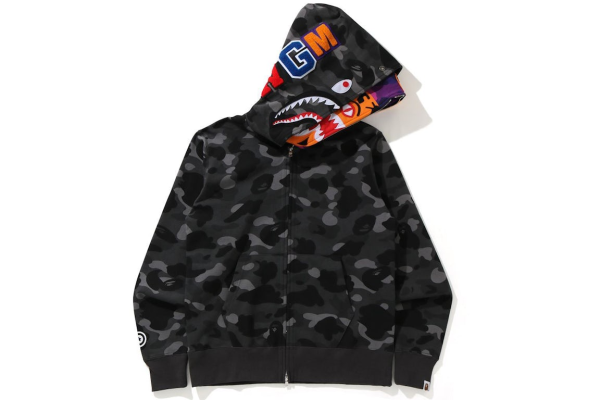 bape_color_camo_tiger_shark_wide_full_zip_double_hoodie_1CDFC92A1FC11 BAPE Color Camo Tiger Shark Wide Full Zip Double Hoodie