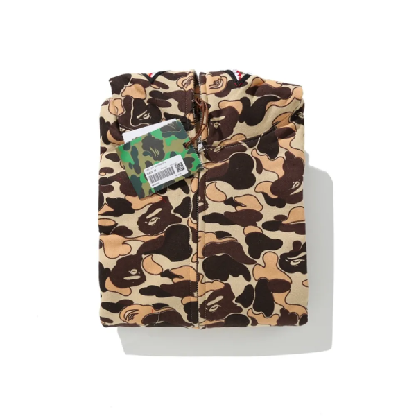 BAPE Cookie Camo 2 Shark Full Zip Hoodie Brown